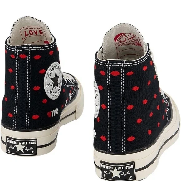 Converse Chuck Taylor Black and Red High Tops - Picture 4 of 11